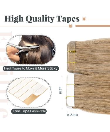 Elailite Tape In Extensions - 40pcs Real Human Hair - 30cm #27 Dark Blonde & Honey Blonde for Seamless Volume & Length - Buy Online on GoSupps.com