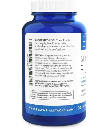 Essential Stacks Sunshine Fuel Chewable Vitamin D3 K2-2000 IU - 90 Tablets (Cherry Flavored) - 3 Month Supply - Buy Online on GoSupps.com