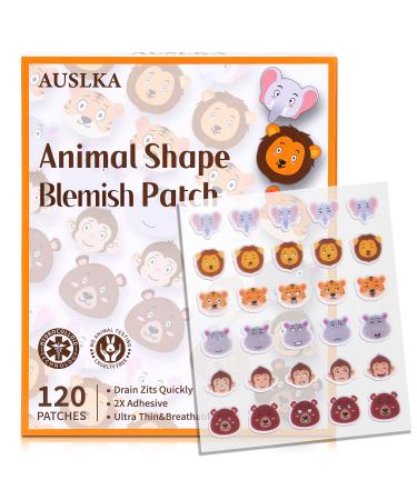 AUSLKA Animal Shape Pimple Patches - 120 Patches  Hydrocolloid Spot Dots - Zit Breakouts - Blemishes Patch - Pimple Stickers - Patches To Cover Facial Blemishes