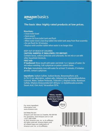 Amazon Basics Toilet Bowl Cleaner Tablets - Oxygen Bleach Unscented 5 Count | International Shipping Available - Buy Online on GoSupps.com