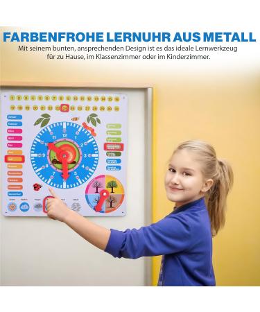 ewtshop Colorful Learning Clock - Metal Educational Board for Date Time & Seasons | Fun & Simple Learning Tool - Buy Online on GoSupps.com