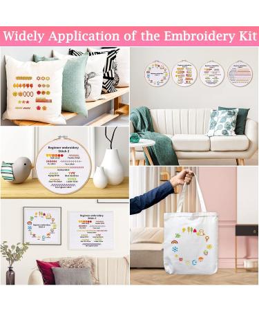 Embroidery Stitch Practice Kit - 4 Sets Beginners Starter Kit with 30 Stitches, Cloth, Hoop - Buy Online on GoSupps.com