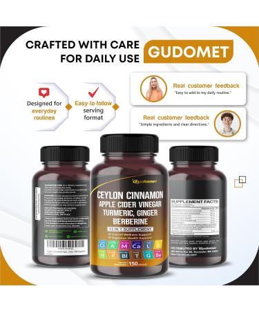 Ceylon Cinnamon Apple Cider Vinegar Turmeric Ginger Root Berberine Gymnema sylvestre Milk Thistle Licorice -150 Capsules 150 count (pack of 1) - Buy Online on GoSupps.com