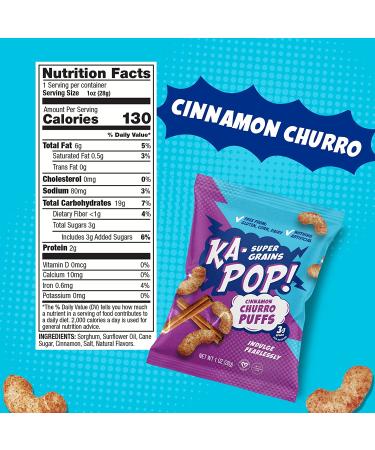 Ka-Pop! Cinnamon Churro Popped Puffs 1oz (Pack of 24) - Gluten-Free, Non-GMO, Vegan Snacks - Buy Online on GoSupps.com