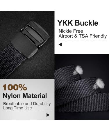 WHIPPY 2 Pack Nylon Military Web Belt with YKK Plastic Buckle - 1.5 Width - 3 Black Stripe + Grid Design - Fits Pants Below 40 - Buy Online on GoSupps.com