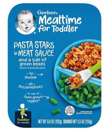 Gerber Pasta Stars in Meat Sauce & Green Beans - 12+ Months | 6.8 oz Baby Food - Buy Online on GoSupps.com
