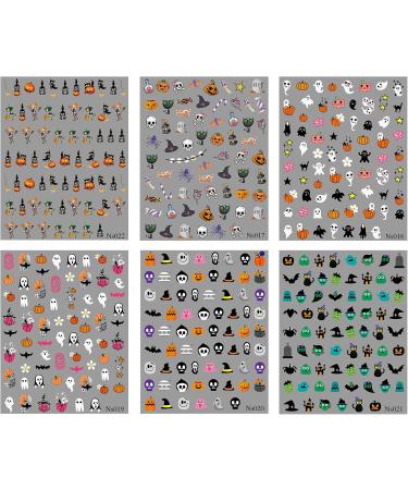 3D Halloween Nail Stickers 6 Sheets 5D Self-Adhesive Embossed Nail Decal Flower Pumpkin Ghosts Nail Art Decoration Design Supplies - Buy Online on GoSupps.com