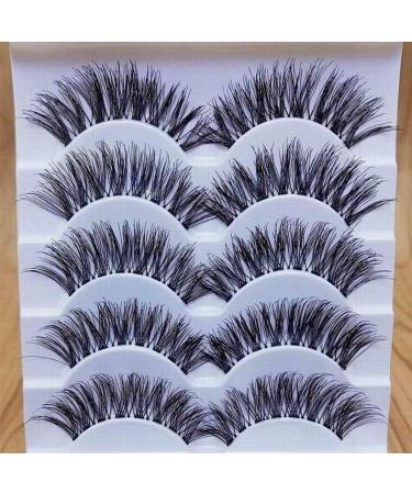 SpirWoRchlan 5 Pairs Long Cross False Artificial Eyelashes Black Eyelashes Eyelash Extension Makeup