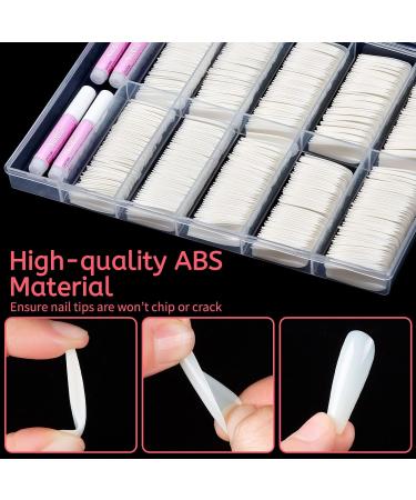 500 Pcs Artificial Nail Tips | Acrylic Coffin Fake Nails with Glue & Box for Women & Girls Perfect Natural Look - Buy Online on GoSupps.com