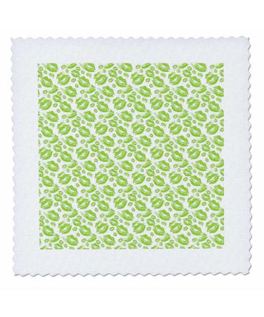 12x12 inch Quilt Square - Two Kisses Collided Lip Smacking Lime Colored Lips Pattern Pattern - Lipstick Kisses