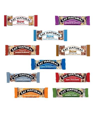 Eat Natural Chocolate Bar Pick N Mix - Choose From 9+ Flavours | Fruit & Nut Yoghurt Coated Almond Cranberry & Macadamia Peanut & Almond and Many more - Pack of 4