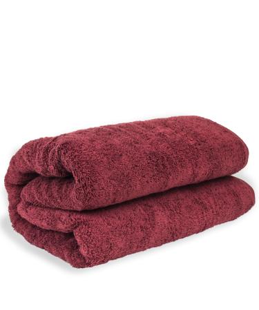 BC BARE COTTON Luxury Hotel & Spa Towel Turkish Cotton Oversized Bath Sheets - Cranberry - (40x80 inches, Set of 1) Bath Sheet - Set of 1 Cranberry