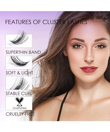 Lash Clusters 72 Pcs Individual Eyelash Extensions Kit 10-16mm Length | Reusable, Soft & Natural False Eyelashes | Thin Band DIY Lash Extension Set for Home Makeup - OP17 - Buy Online on GoSupps.com