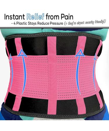 MEDiBrace X-Large Taffy Pink Back Support Belt for Lumbar Pain Relief - Medical Grade Orthopaedic Waist Compression for Sciatica, Scoliosis, and Disc Issues - Buy Online on GoSupps.com