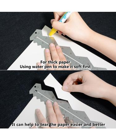 UPTTHOW Stainless Steel Metal Paper Tearing Ruler Craft Ruler for Cutting Paper to Wavy Line Jagged and Irregular Edges 12'' Measuring Tool for Engineering School Office Architect and Drawing-B Metal B - Buy Online on GoSupps.com