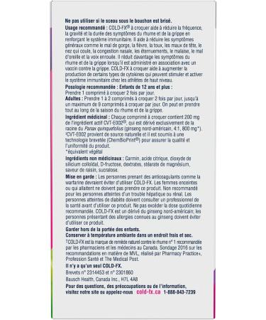 COLD-FX Grape Chewables Ginseng Extract Reduce Chance Cold and Flu Support Immune System - 45 Vegan Capsules Grape 45 count (Pack of 1) - Buy Online on GoSupps.com