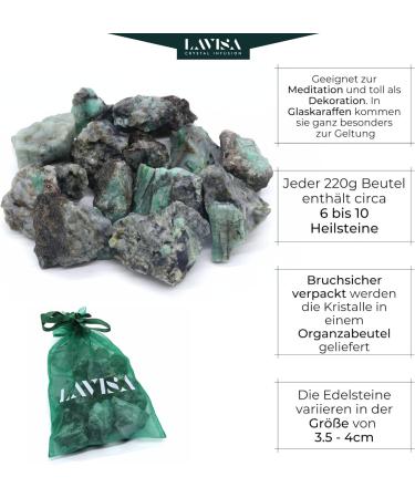 Lavisa Premium Healing Stones & Gemstones Set | 100% Natural Mineral Stones for Decoration & Water Treatment | Gem Water Essentials (Emerald) - Buy Online on GoSupps.com