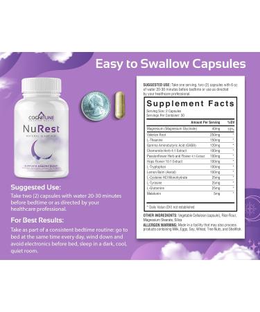 CogniTune Natural Sleep Aid for Adults - Herbal Sleep Aid Supplement - Non-Drowsy Formula with Melatonin, Valerian Root, Lemon Balm, Chamomile, GABA & More Original - Buy Online on GoSupps.com