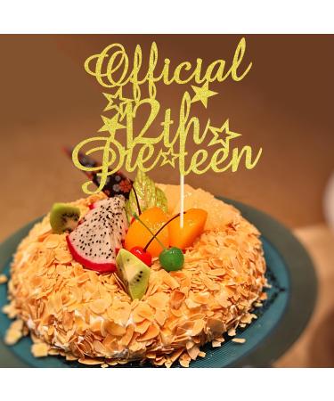 Arthsdite Official 12 Pre-teen Cake Topper Happy 12th Birthday Cake Decorations Cheers to 12 Year Old Birthday Party Decoration Supply - Gold Glitter - Buy Online on GoSupps.com