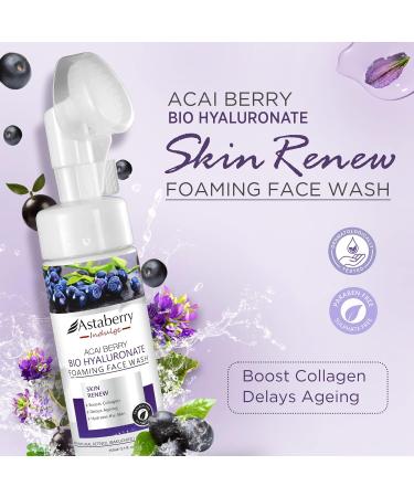 Acai Berry Foaming Face Wash | Hydrating Daily Cleanser with Hyaluronic Acid & Exfoliating Brush | Anti-Aging Acne & Dark Spot Treatment for All Skin Types - Buy Online on GoSupps.com