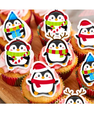 PRECUT Cute Penguin Cupcake Toppers Edible Penguin Cake Decorations Christmas Decorations Penguin Cake Topper (24) - Buy Online on GoSupps.com