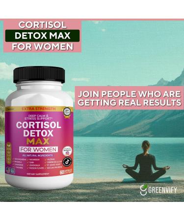 GREENVIFY Cortisol Detox Max for Women Extra Strength Stress Support 60 Capsules 30-Day Supply Ashwagandha Rhodiola Magnesium (3) - Buy Online on GoSupps.com
