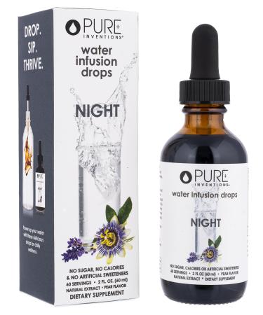 Pure Inventions Night - Pear Flavored Water Infusion Drops - No Sugar Calories or Artificial Sweeteners - 60 Servings - 2oz Night Time - Pear