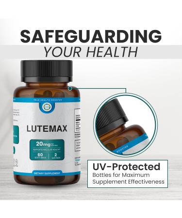 Lutemax 20mg 30 Days Supply Eye Supplement - Supports Macular Health Vision Clarity Heart Health Protects Eyes from Blue Light & Photons Antioxidant Protection GMP Certified 60 Softgel. 1 Count (Pack of 60) - Buy Online on GoSupps.com