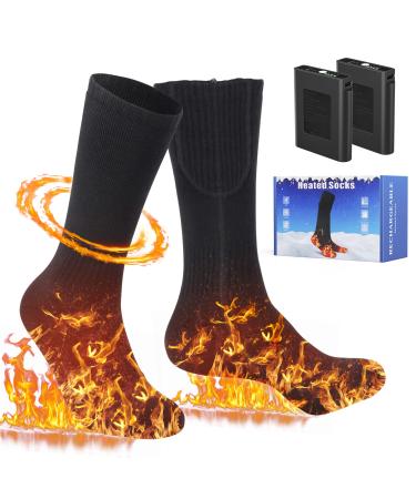 Heated Socks for Men Women, Upgraded 5V 6000mAh Thermostatic Control Rechargeable Battery Powered Heated Socks Women, Washable Electric Socks for Indoor Outdoor Skiing Camping(6-14US) Double Side