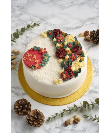 Anniversary House Festive Folliage Plaque Cake Topper Christmas Cake Decorations Edible Cake Decorations Handcrafted Cake Toppers Edible Fondant SFX360 - Buy Online on GoSupps.com