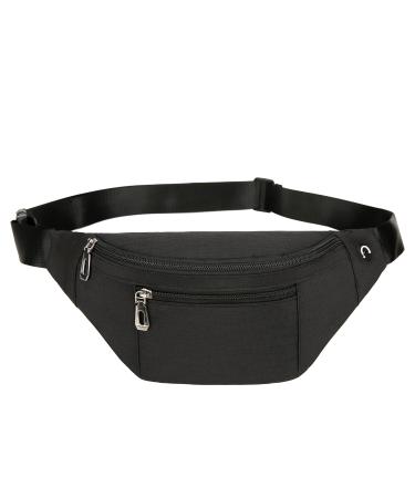 Fanny Pack for Men & Women, Fashion Waterproof Waist Packs with Adjustable Belt, Casual Bag Bum Bags for Travel Sports Running. 2-Black