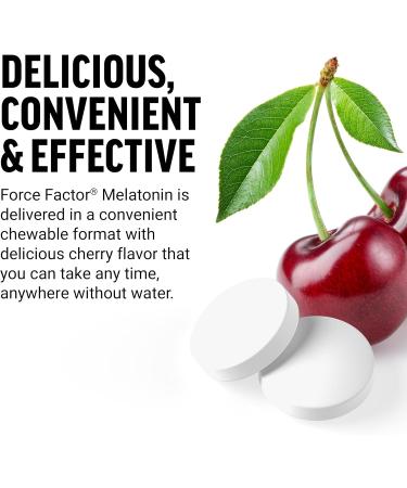 Force Factor Chewable Melatonin 5mg Drug-Free Supplement Vegan Non-GMO Cherry Flavor 120 Tablets - Buy Online on GoSupps.com