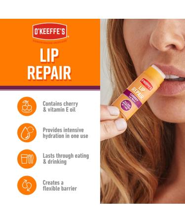 O'Keeffe's Lip Repair Cherry 4.2g For extremely dry cracked lips | With Cherry Oil and Vitamin E provides all-day hydration - Buy Online on GoSupps.com