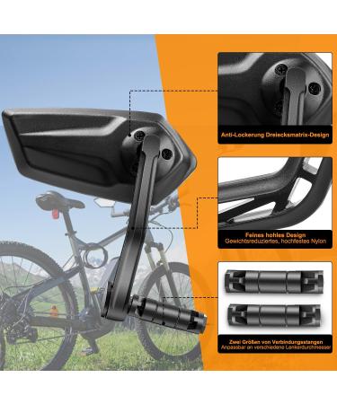 CLMILY Z Bicycle Mirror - Convex Automotive Glass Lens Rotatable E-Bike Handlebar End Mirror Scratch-Resistant Universal Left Side - Buy Online on GoSupps.com