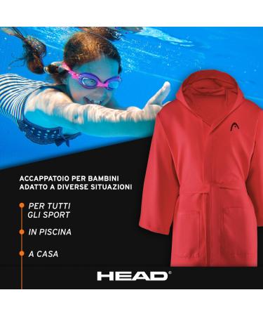Buy Kids' Microfiber Bathrobe with Hood & Pockets - Quick-Drying & Absorbent for Swimming | Head Active Blue (Ages 7-9) - Buy Online on GoSupps.com