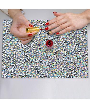 Nail Mat Manicure Mat | Shiny Nail Cushion Protect Desktop with PV Rhinestone Shiny Appearance Easy Storage for Clay Pad Paint Pad Bar Mat Nail Pad 01#white Kab - Buy Online on GoSupps.com