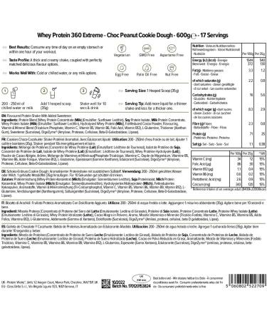Protein Works - Whey Protein 360 Extreme | Premium Whey Shake | Protein Intake | Premium Protein | 17 Servings | Chocolate-Peanut Cookies | 600g - Buy Online on GoSupps.com