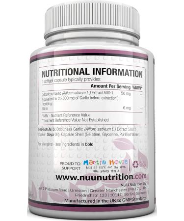 Odourless Garlic Capsules 25,000mg - 240 Softgels - High Strength Supplement with Allicin - 8 Month Supply - Buy Online on GoSupps.com