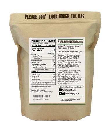 Anthony's Premium Alum Powder 1.5 lb - Gluten Free Granulated Pickle Powder - 1.5 Pound - Buy Online on GoSupps.com