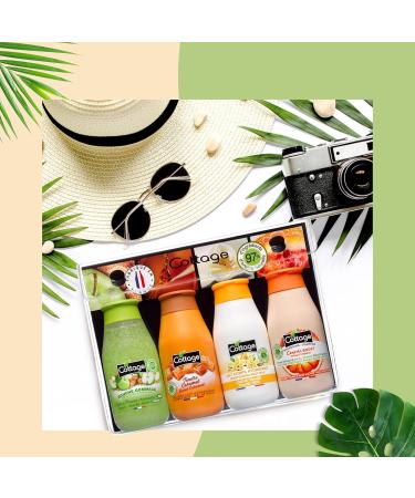 Cottage Travel Kit Shower Gel Scrub + Shower Gel Milk + Moisturizing Body Lotion + Gentle Shampoo 97% Natural Ingredients - Buy Online on GoSupps.com