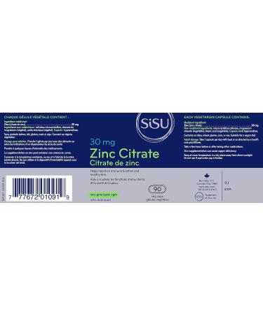 Sisu Zinc Citrate 90 Vegetable Caps - High-potency Zinc Supplement - Immune & Prostate Health Support - Vegan Non-GMO Soy Gluten & Dairy Free - 90 Servings - Buy Online on GoSupps.com