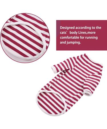 Warm Cotton Sweater for Sphynx Cats | Soft Red Striped Jumper for Small Dogs | XS Cat Costume - Buy Online on GoSupps.com