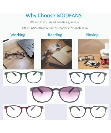 4 Pack Fashion Wood-Look Reading Glasses with Spring Hinges | Stylish Readers for Men and Women (5 Mix Pack, 1.75x) - Buy Online on GoSupps.com