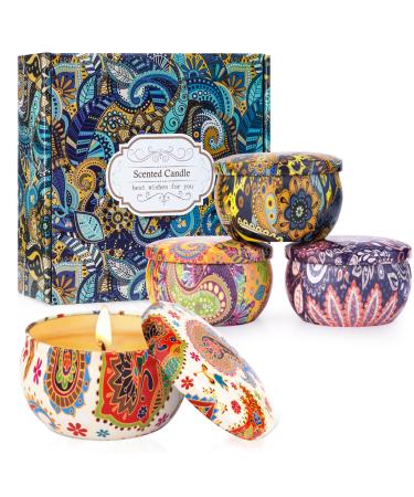 Scented Candles Gift Set for Women 4 Pack Natural Fragrance Aromatherapy Candles for Home Scented Long Buring Soy Wax Candles Gifts for Decoration Birthday Valentine's Day