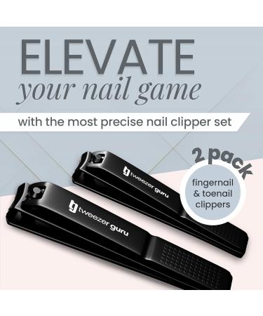 Tweezer Guru Nail Clippers - Professional Stainless Steel 2-Pack for Men, Women, and Kids - Curved Edge Matte Black - Buy Online on GoSupps.com