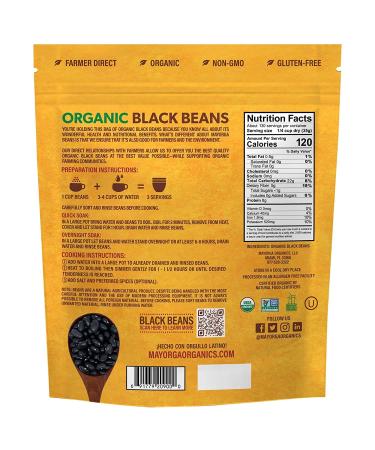 Mayorga Organics Black Beans - USDA Organic Certified, Non-GMO, Gluten Free - 10 lb Resealable Bag - Buy Online on GoSupps.com