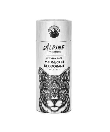 Alpine Provisions Aluminum & Sodium Bicarbonate-free Magnesium Deodorant  Vetiver + Sage  2.4 oz Plastic-free Paper Tube.