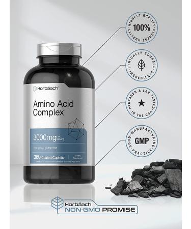 Amino Acid Complex 3000mg | 360 Caplets | Non-GMO & Gluten Free | Horbaach - Buy Online on GoSupps.com
