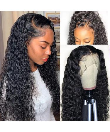 Water Wave 13x4 HD Transparent Lace Front Human Hair Wig 22 Inch Natural Black Color - Brazilian Virgin Hair, Pre Plucked with Baby Hair - 180% Density for Women - Buy Online on GoSupps.com