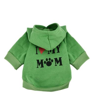 Hoodie Sweatshirt for Puppy Pet Loose Fit Pet Dog Cat Tops Summer Spring Female Pet Clothes Tiny Dog Outfits Green Medium